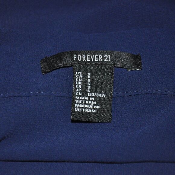 2/$10 Forever 21 Navy Blouse with side ruching and tie in the front - Picture 6 of 6